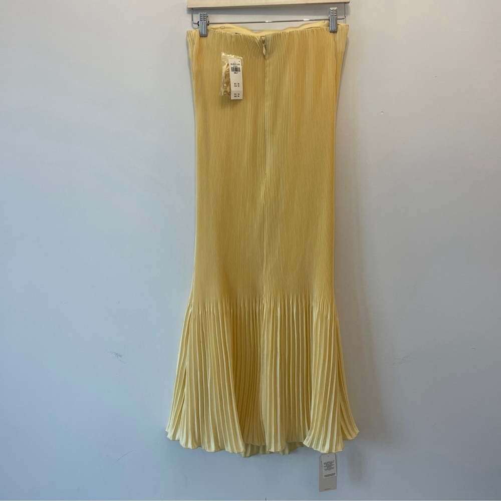 Abercrombie & Fitch Giselle Pleated Midi Dress strapless yellow Small Petite - Picture 3 of 9